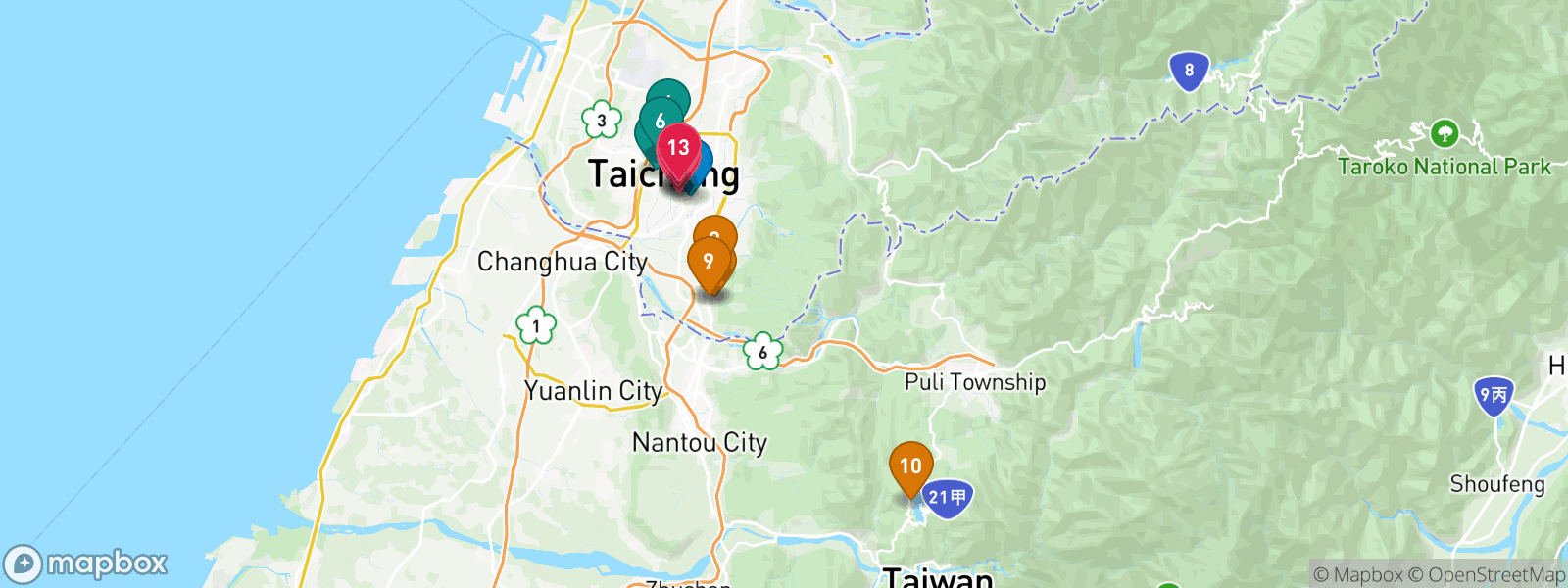 Taichung Suggestions Map